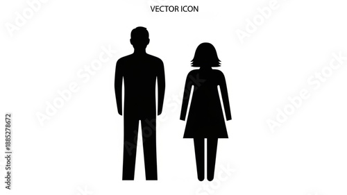 Male and Female Silhouettes Standing Together.