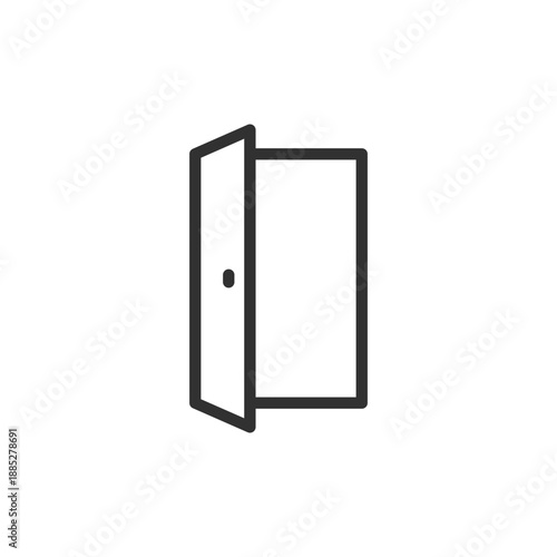 Open door, linear icon. Entrance access and open state. Line with editable stroke.
