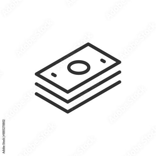 Stacked banknotes, linear icon. Cash money and financial resources. Line with editable stroke.