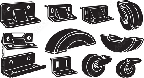 Collection of various caster wheel designs and types shown