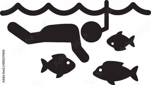 Ocean waves with fish sea life vector icon