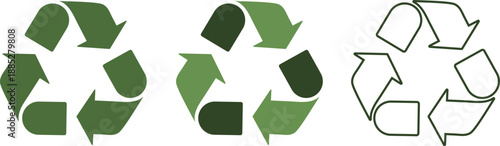 Recycling Symbol Variations – Green Eco Icons for Sustainability and Environmental Awareness
