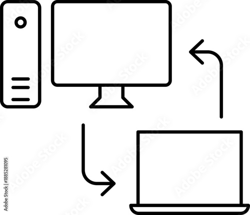 Remote work and freelancing icons set. Laptop, coffee, home office, tasks, deadlines, time management, online calls symbols and sins collection.