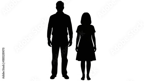 Silhouette of a tall man and a shorter woman standing side by side.