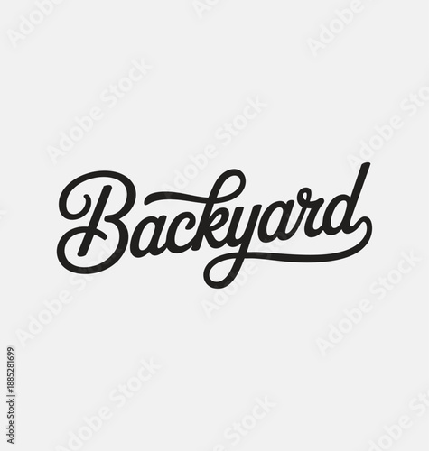 Backyard written in black joining font with stylish stroke vector typography on white background, perfect for home design, garden, outdoor, and DIY projects, single vector illustration