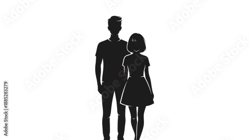 Silhouette of a Man and Woman Standing Together.