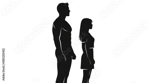 Silhouette of a tall man and a shorter woman standing side by side.