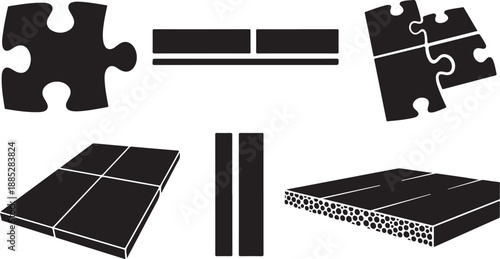 Black puzzle pieces and foam board insulation materials