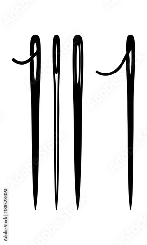 Needle silhouette, various sewing needle clipart, sewing needle vector art, sewing needle shape vector, vector of sewing needle set isolated