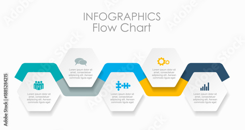 Icon hexagon infographic for process visualization, categorization, or business presentation with modern, colorful design. Vector illustration.