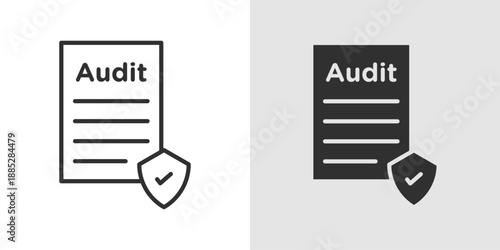 Security Audit Icon representing system evaluation, risk assessment, compliance checks, cybersecurity analysis, and digital security inspection.