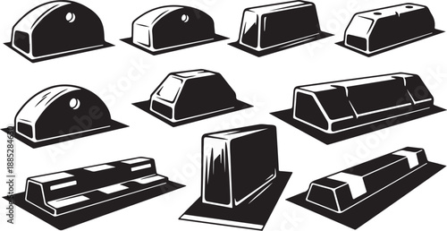 Various Architectural Roofs and Domes in Black and White