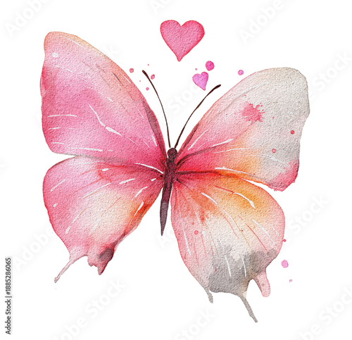 Pink Butterfly With Hearts for Valentine's Day