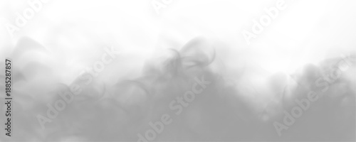 Realistic fog with soft edges drifts over a transparent backdrop. Subtle grey and white tones enhance depth and layering. Ideal for 3D renders and graphic design projects.