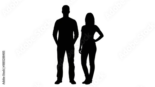 Silhouette of a man and woman standing together.