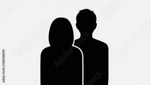 Silhouette of a couple standing together side by side.