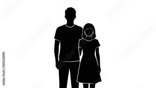 Silhouette of a man and a child standing together.