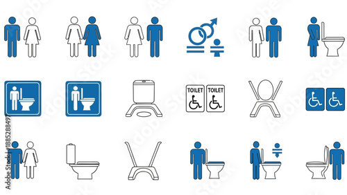 Restroom Signs and Symbols Collection.