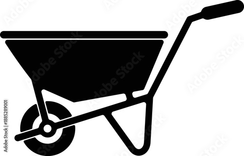 construction wheelbarrow icon black silhouette vector. isolated on transparent background