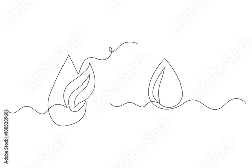 Minimal continuous line drawing of fire flame natural energy concept vector illustration
