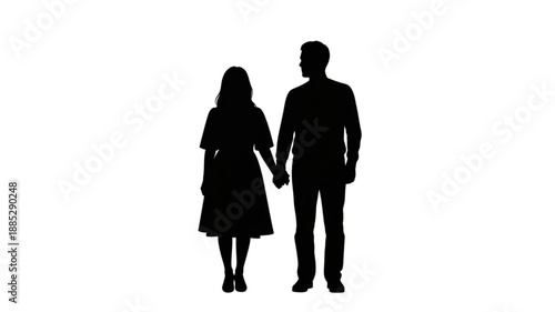 Couple Holding Hands Silhouette.