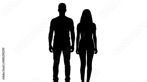 Silhouette of a man and woman standing together.