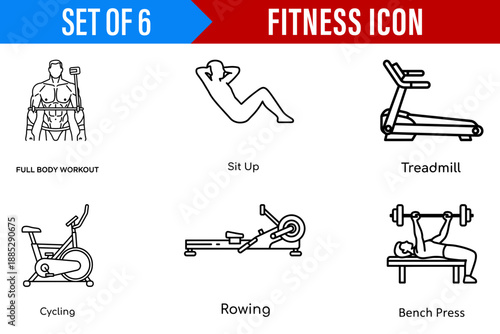 A Functional Set of Minimalist Line Art Icons for Fitness and Workout Routines This Clean Graphic Design is Perfect for Web and Print Applications