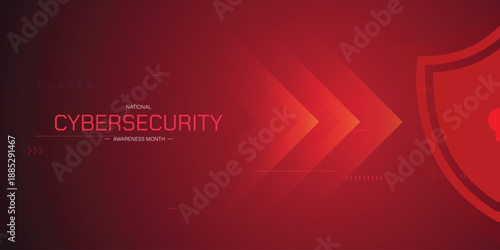 National Cybersecurity Awareness Month. Cybersecurity with finger, Shield and padlock. Great for cards, banners, posters, social media and more. 