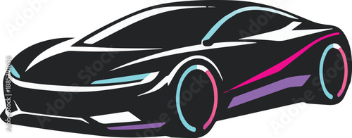 Sleek modern vehicle illustration featuring dynamic lines and a vibrant color scheme for design projects