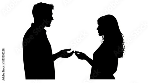 Man and Woman Silhouette Talking.