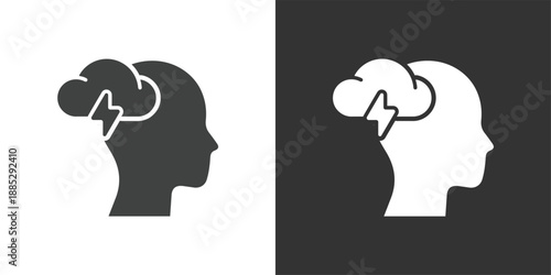 Stormy Mind icon. Solid glyph series icon