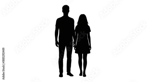 Silhouette of a man and woman standing together.