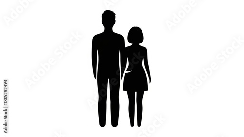 Silhouette of a tall man and a shorter woman standing side by side.