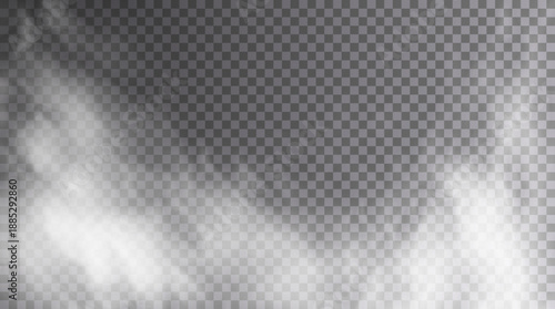 Abstract misty borders with white smoke over transparent background. Ideal for enhancing photos, videos, or design elements with a soft ethereal touch. Adds a cinematic look.