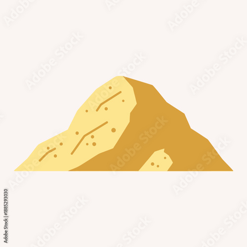 Flat Illustration of Sand Heap, Earth, or Dirt Pile Icon in Minimalist Geometric Style Isolated on White Background