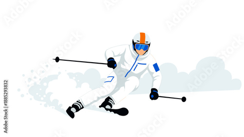 Dynamic skiing action: winter sports enthusiast in motion