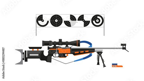 Precision shooting equipment with modern target practice graphic