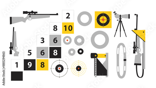Shooting equipment and target design with minimal geometric style for sports enthusiasts