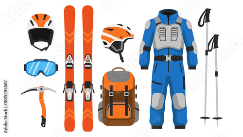 Winter sports equipment: ski gear and accessories collection