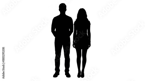 Silhouette of a man and woman standing side by side.