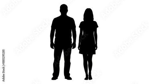 Silhouette of a Man and Woman Standing Together.