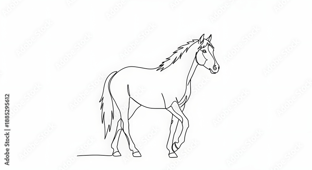 Fototapeta premium Continuous Line Drawing of a Horse