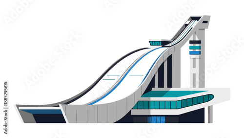 Modern ski jump facility architecture with sleek design and dynamic lines