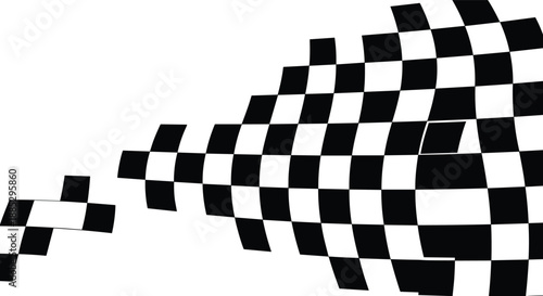 Racing checkered flag motion effect illustration symbolizing speed, finish line and motorsport competition in bold vector style