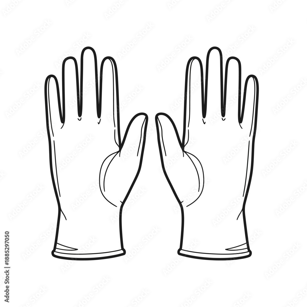 Obraz premium Clean Latex Gloves Icon, Hand Protection, Medical Gear, Safety Equipment, Illustration