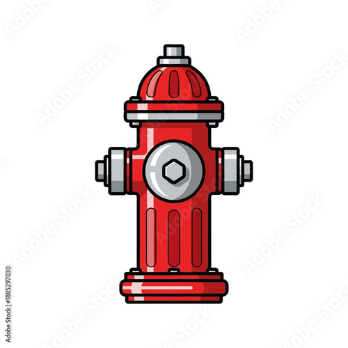 Red Fire Hydrant Isolated on White Background - Vector Illustration