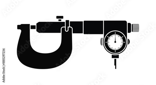 a stark black silhouette of a precision measuring instrument specifically a caliper presented against a plain white background silhouette high quality
