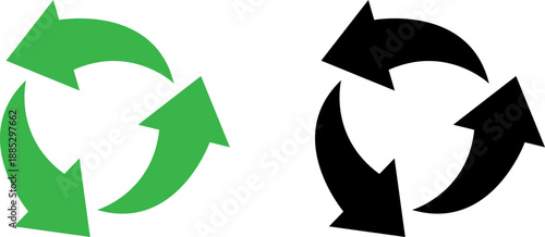 Green and black recycling arrows
