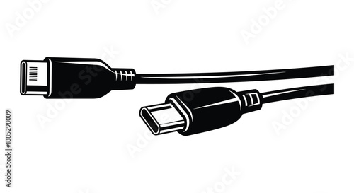 A striking visual depiction of a modern charging cable featuring both lightning and usb c connectors presented as a silhouette high quality