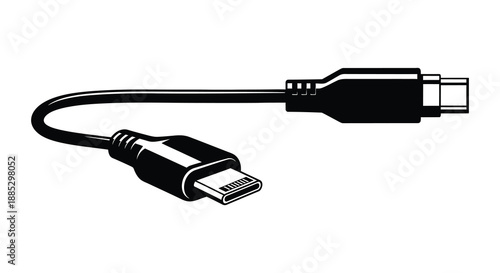 a detailed depiction of a usb c to usb a adapter cable presented in a striking black and white silhouette high quality professional